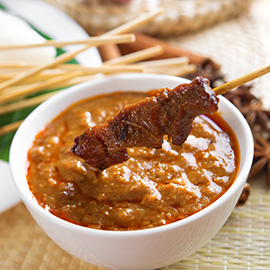 Satay with peanut sauce Satay with peanut sauce